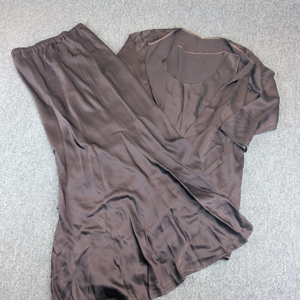 Peter Cohen Womens 3 Piece Set M Silk Brown Duster Tank Maxi Skirt Vintage USA